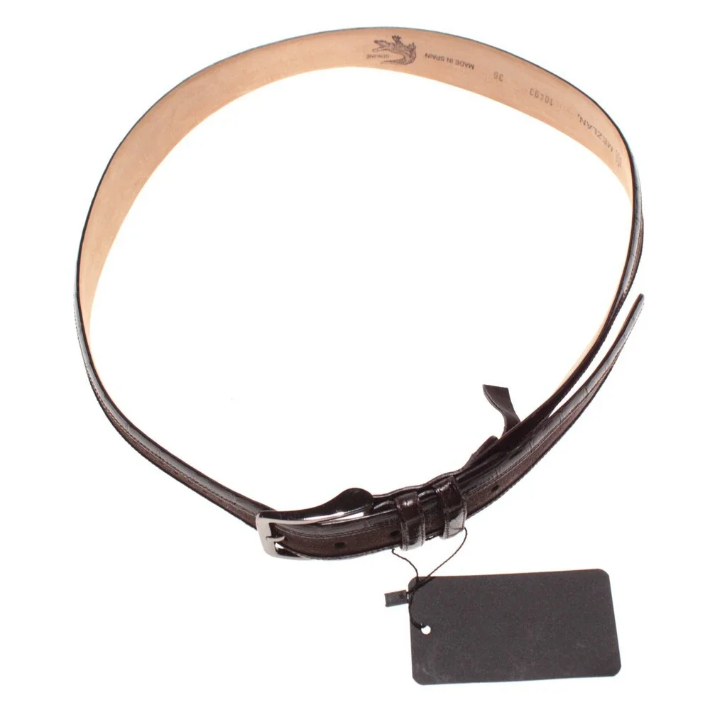 Mezlan NWT Classic Belt Size 36 US in Brown Suede Alligator Leather